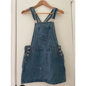 Distressed skirt overall’s